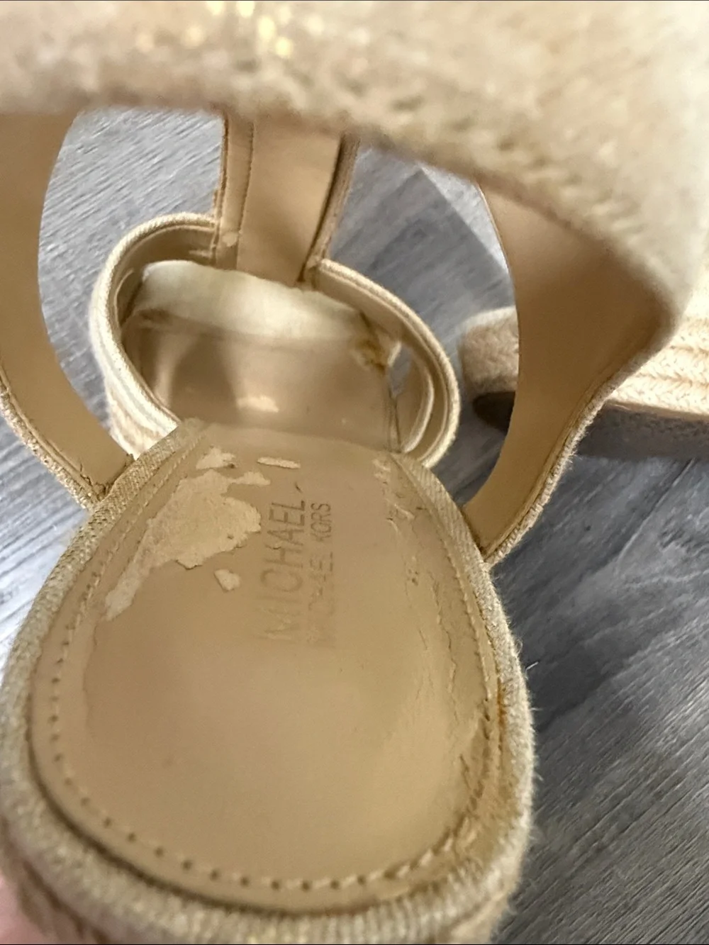 Michael Kors Beige Espadrille Front-Zip Wedge Sandals 8.5